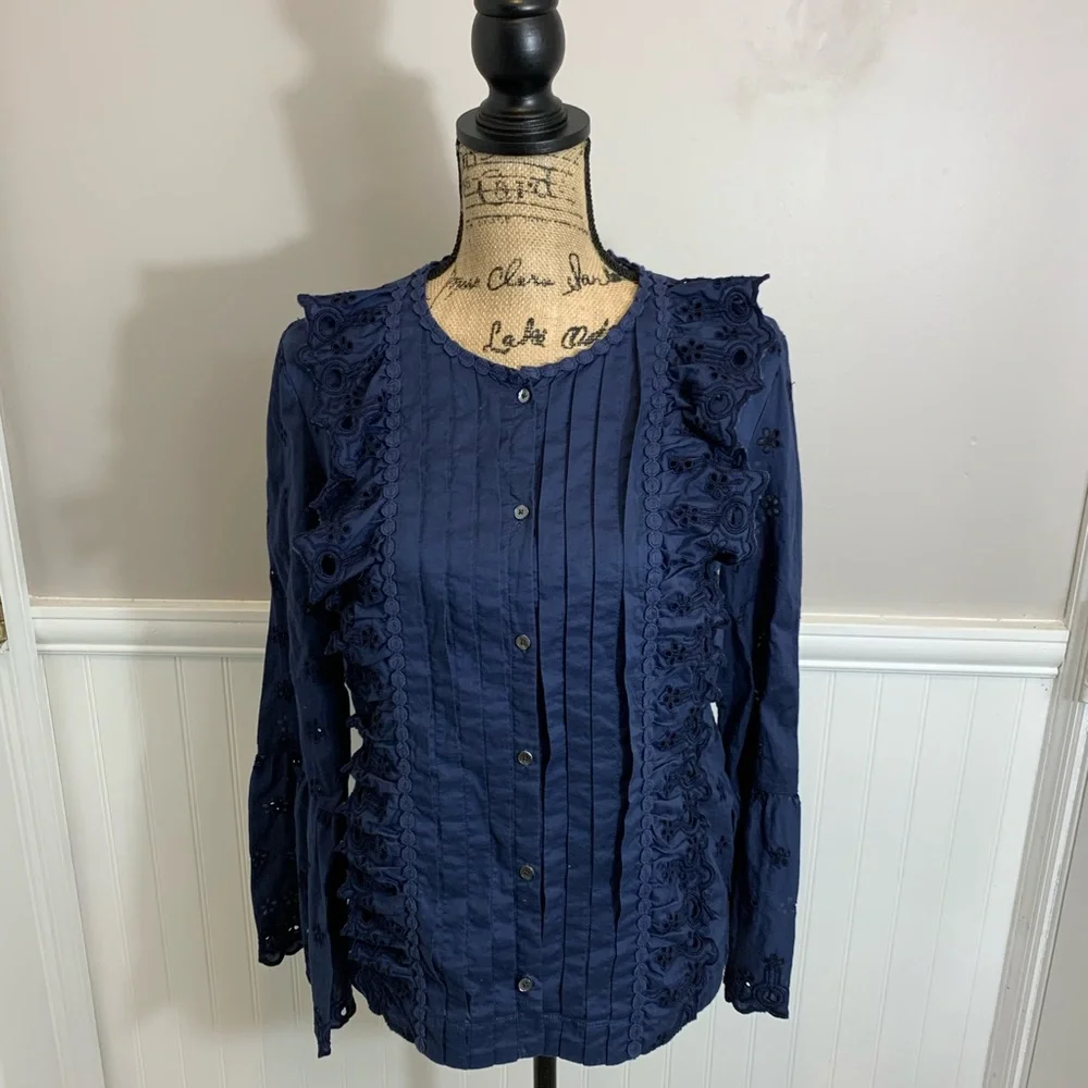 J Crew Tall Floral Eyelet Top - Picture 3 of 5